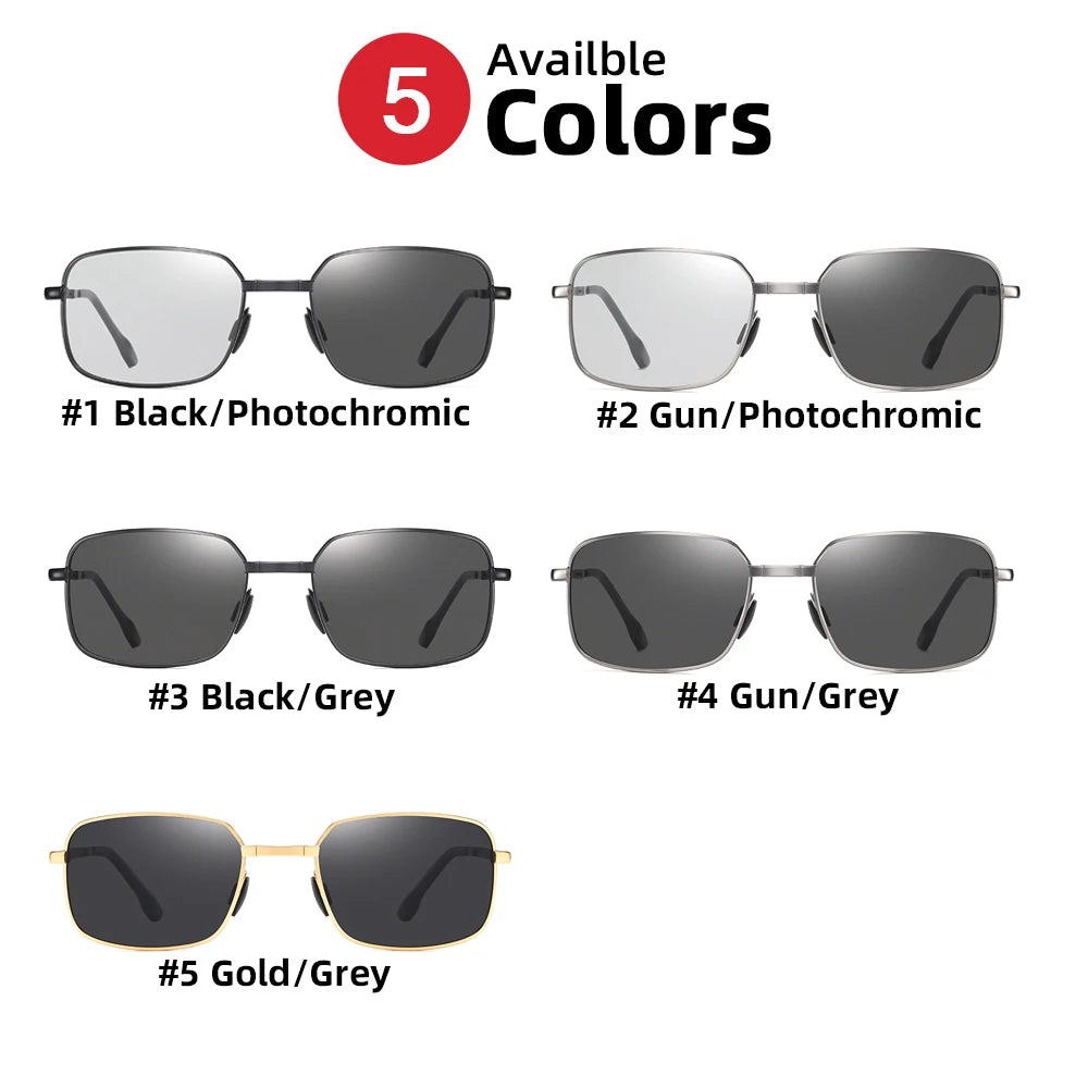 Men Folding Photochromic Sunglasses with Polarized Lens Rectangle Metal Summer Male Shades 2025 Trending Products