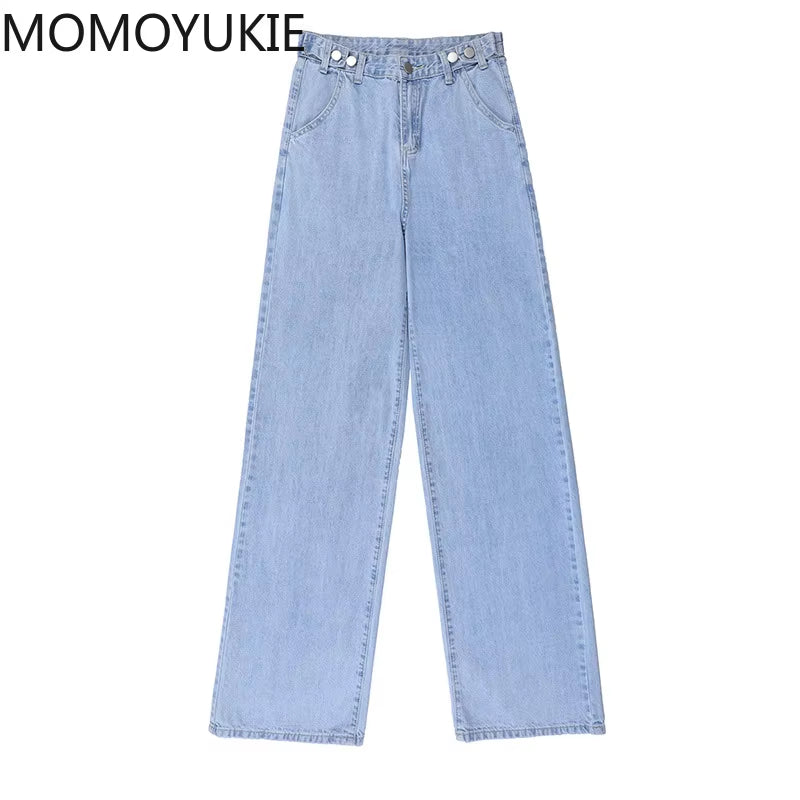 Streetwear High Waist Women'S Fashion Jeans Woman Girls Women Wide Leg Pants Trousers Female Trousers Denim Bagge Mom Jeans