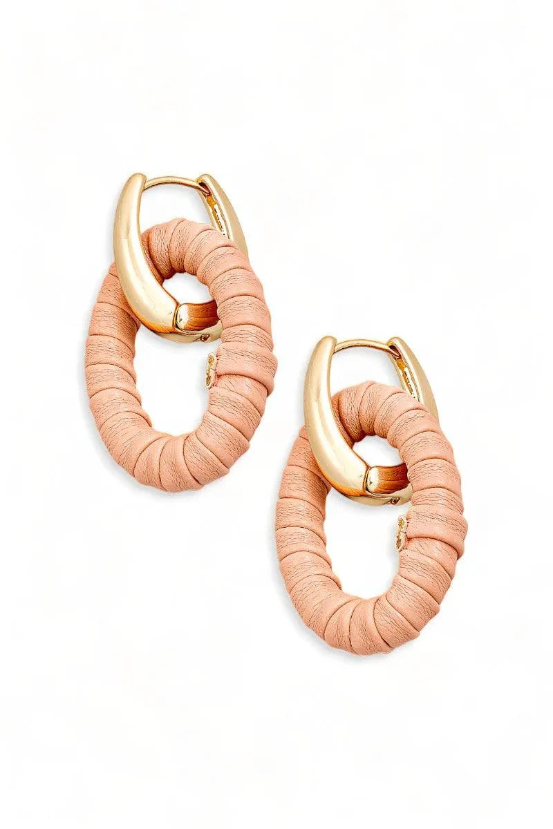 Oval Wrap Cutout Drop Hoop Earrings