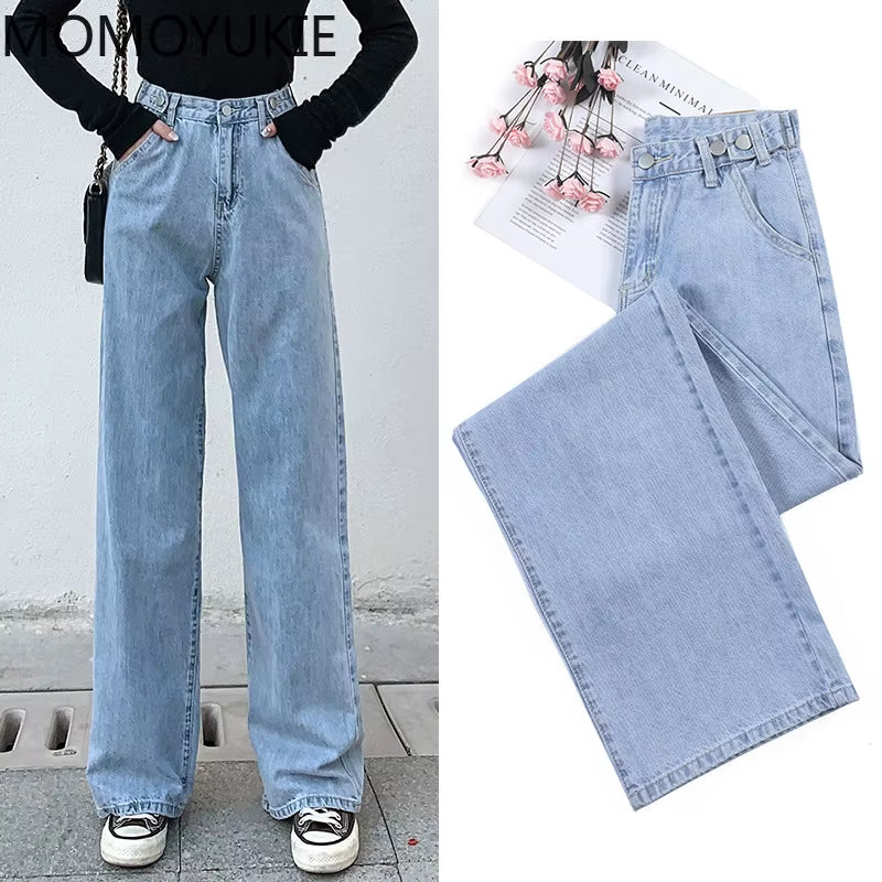 Streetwear High Waist Women'S Fashion Jeans Woman Girls Women Wide Leg Pants Trousers Female Trousers Denim Bagge Mom Jeans