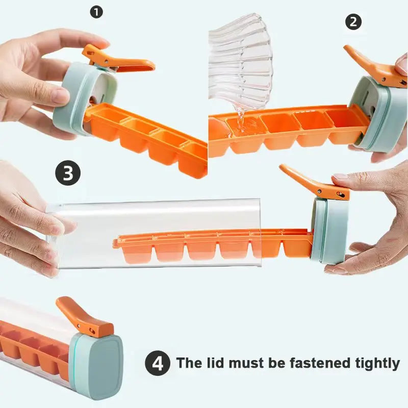 One-Handed Pressing Ice Cube Tray Easy Demould Ice Maker with Handle Single Hand Press Ice Cube Mold for Whiskey Cocktail Drink