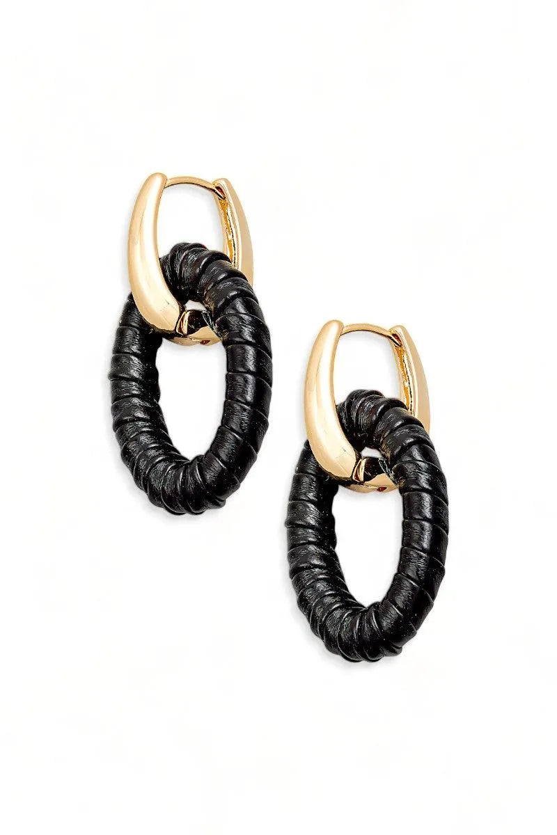 Oval Wrap Cutout Drop Hoop Earrings