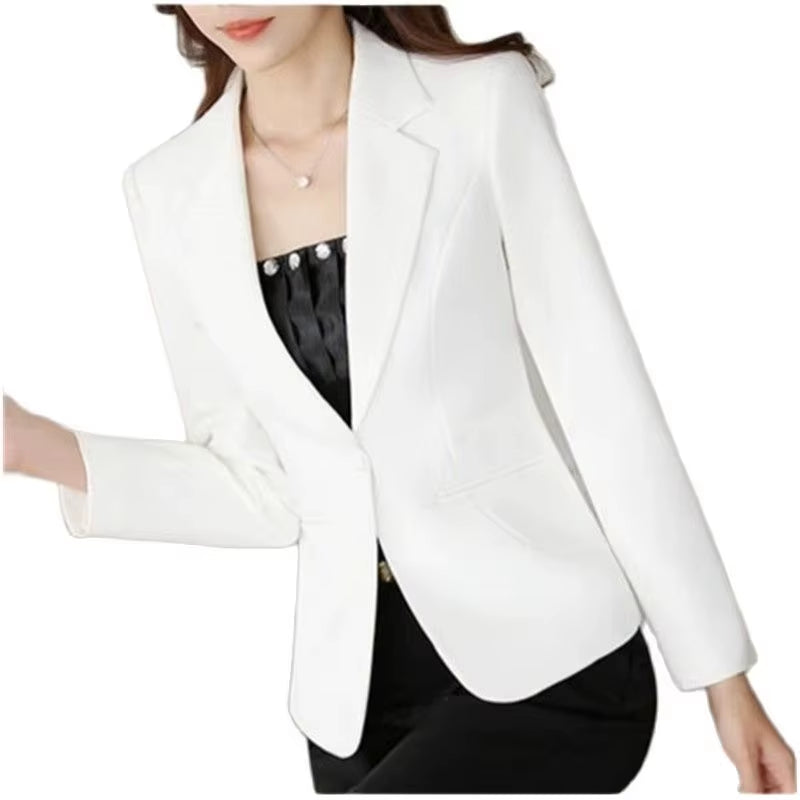 Women Office Work Wear Suit Blazer 2025 Spring Autumn Solid Casual Single Button Coat Short Long Sleeve Female Jackets Blazers