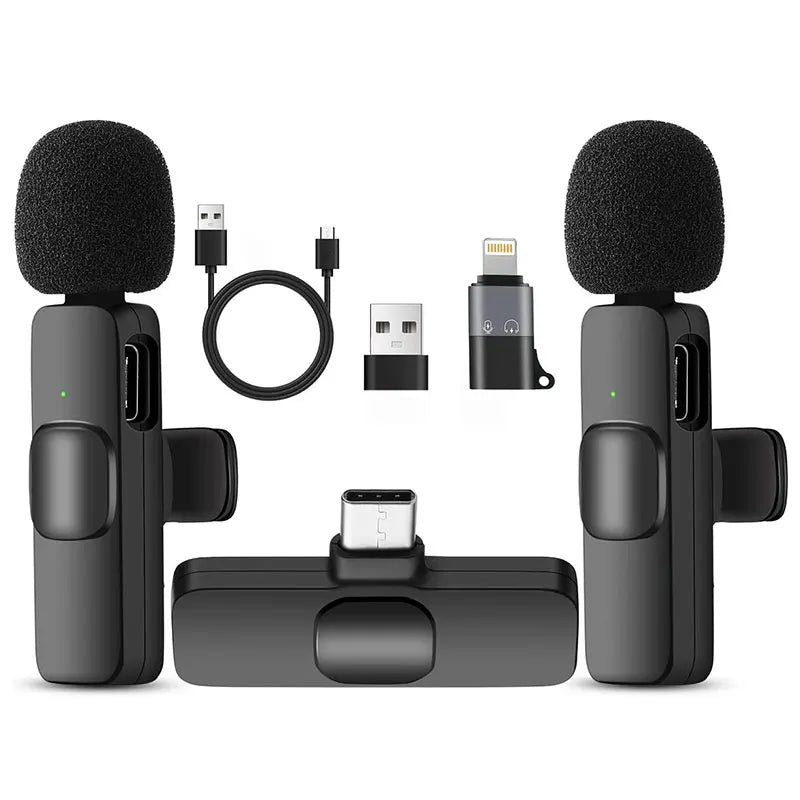 Mini Portable Wireless Tie Microphone Lavalier Microphone for Iphone Android Interview Recording Live Vlog Broadcast Gaming Mic