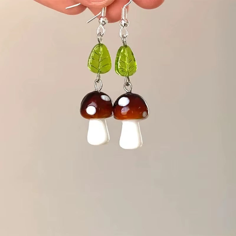 Mystical Mushroom Dangle Earrings Cute Women 2022 Trending Earrings Fashion